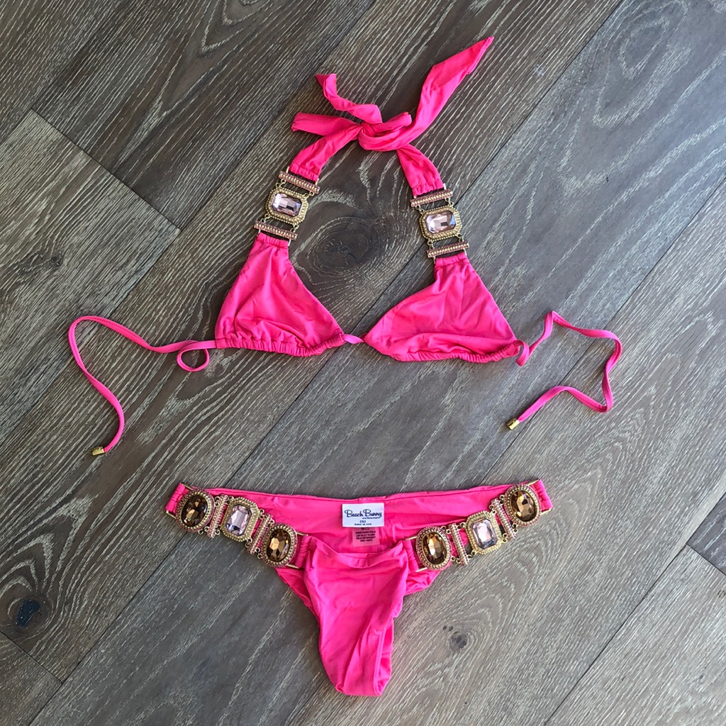 Rare Pink Beach Bunny Jeweled Bikini